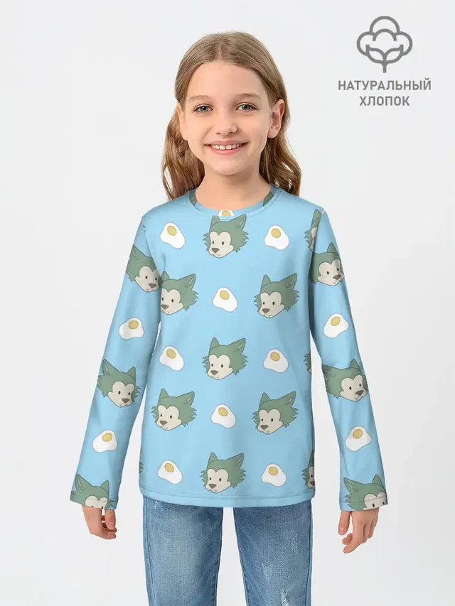 Детский лонгслив с принтом «Beastars — Legosi pattern»