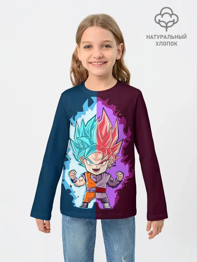 Детский лонгслив с принтом «Vegeta power»