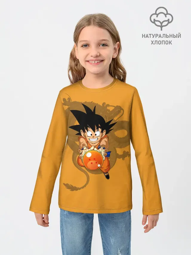 Детский лонгслив с принтом «Kid Goku»