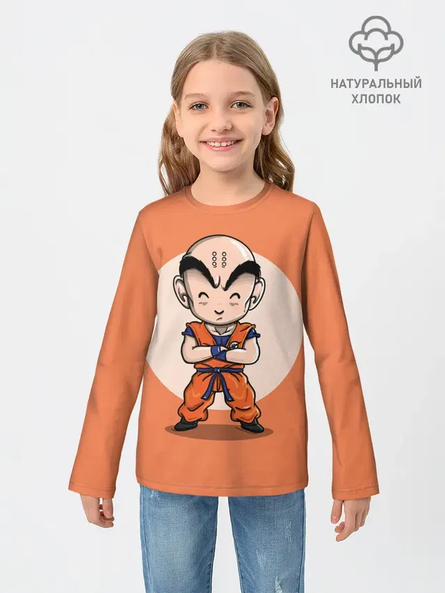 Детский лонгслив с принтом «Dragon ball — Куририн»