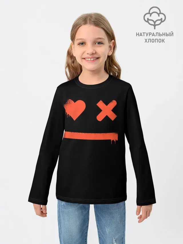 Детский лонгслив с принтом «Heart — Smile»