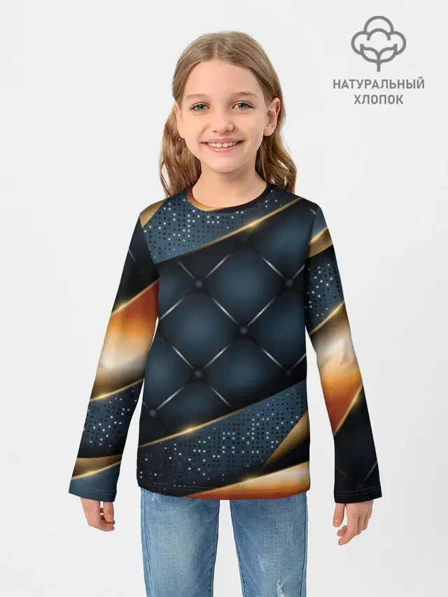 Детский лонгслив с принтом «Текстуры — 3D VIP GOLD CORNERS»