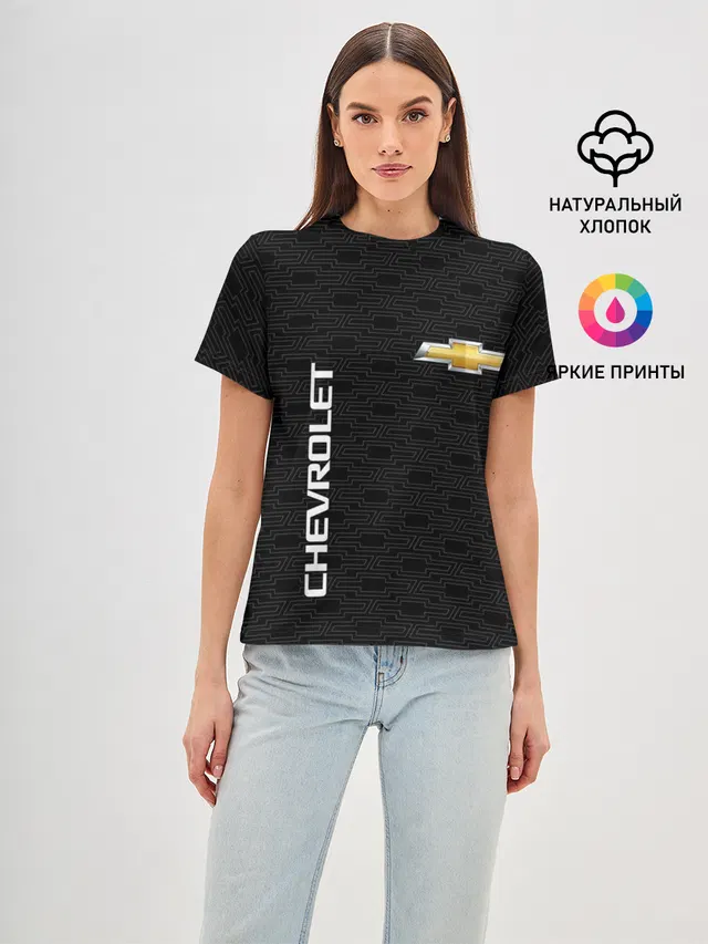 Женская базовая футболка с принтом «Chevrolet»