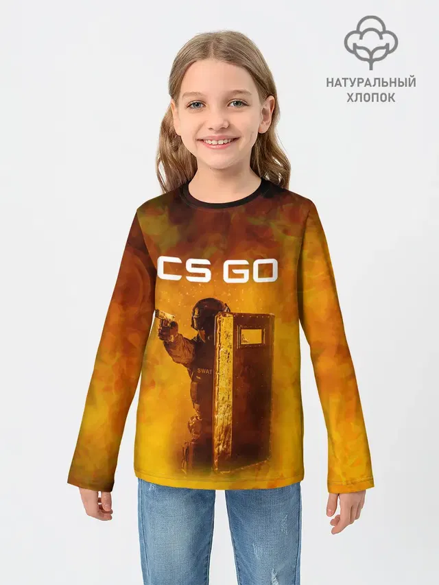 Детский лонгслив с принтом «Counter-Strike — CS GO SWAT»
