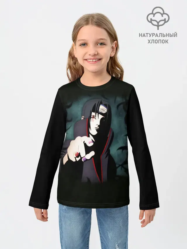 Детский лонгслив с принтом «Итачи Аниме | Anime Itachi»