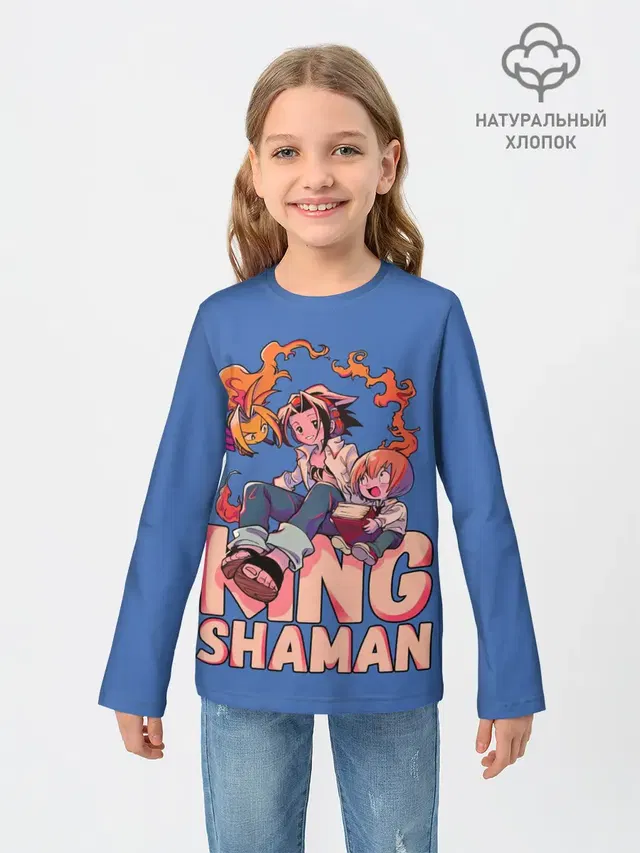 Детский лонгслив с принтом «Шаман Кинг — King Shaman»