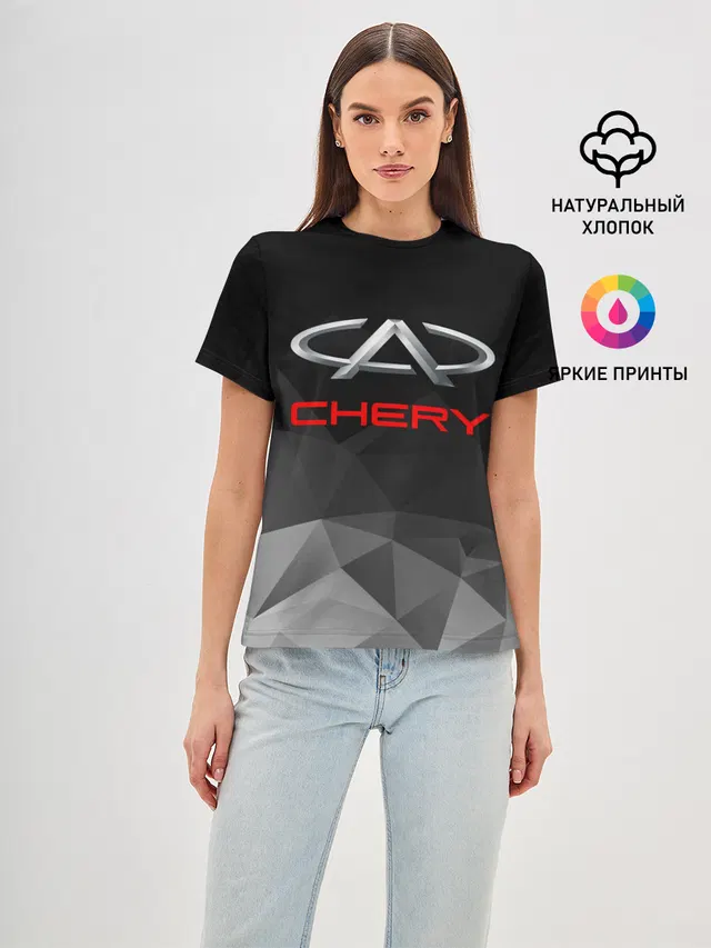 Женская базовая футболка с принтом «Разные автомобильные — CHERY»
