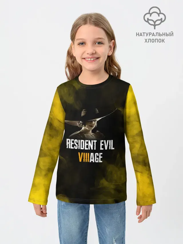 Детский лонгслив с принтом «Lady Dimitrescu — RESIDENT EVIL VILLAGE»