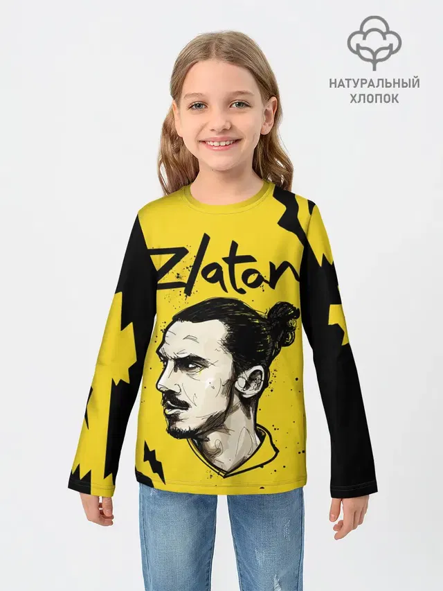 Детский лонгслив с принтом «Златан Ибрагимович — ZLATAN»