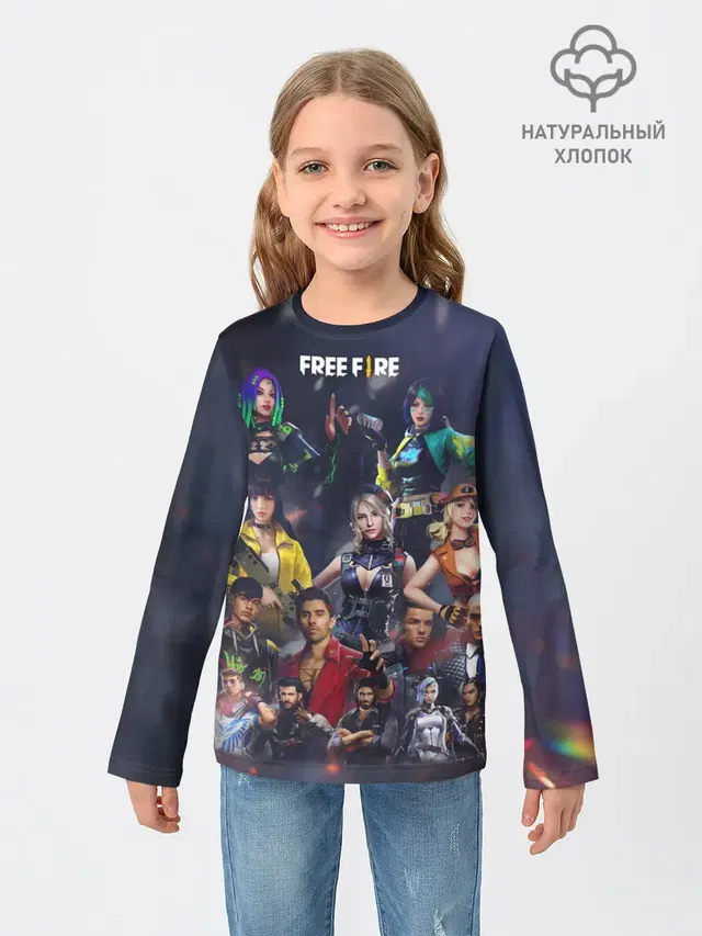 Детский лонгслив с принтом «Game characters — Free fire»