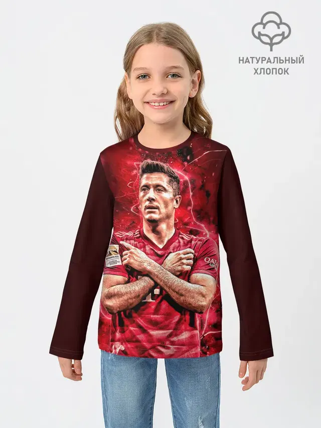 Детский лонгслив с принтом «Левандовски Lewandowski 9»