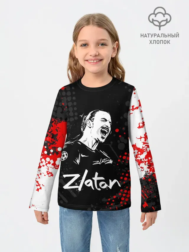 Детский лонгслив с принтом «Златан Ибрагимович — ZLATAN»