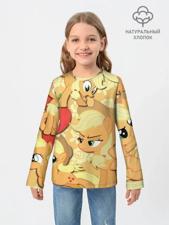 Детский лонгслив с принтом «My Little Pony — Applejack pattern»