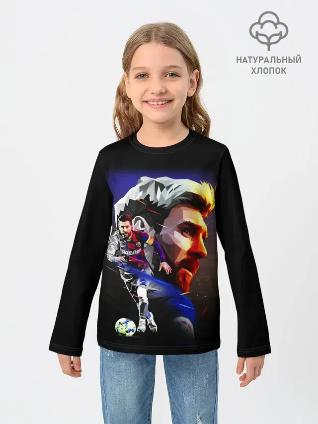 Детский лонгслив с принтом «Лионель Месси — LIONEL MESSI»