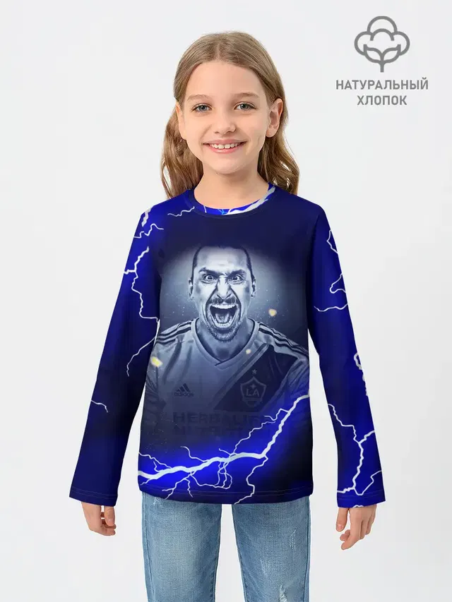 Детский лонгслив с принтом «Златан Ибрагимович ZLATAN»