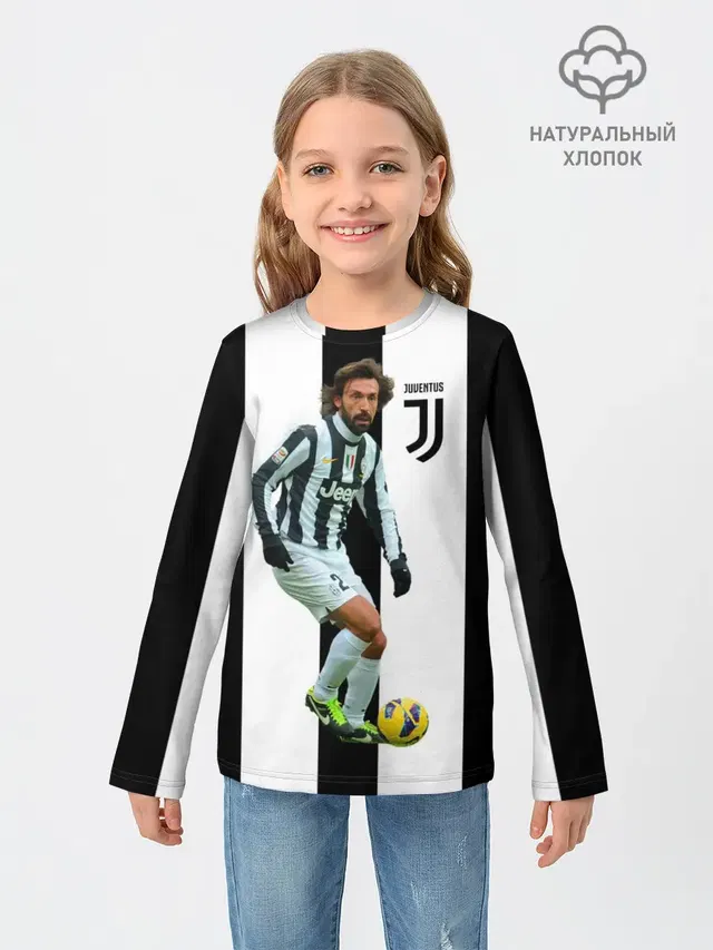 Детский лонгслив с принтом «Ювентус — Andrea Pirlo»