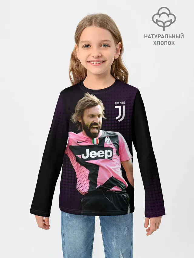 Детский лонгслив с принтом «Ювентус — Andrea Pirlo»