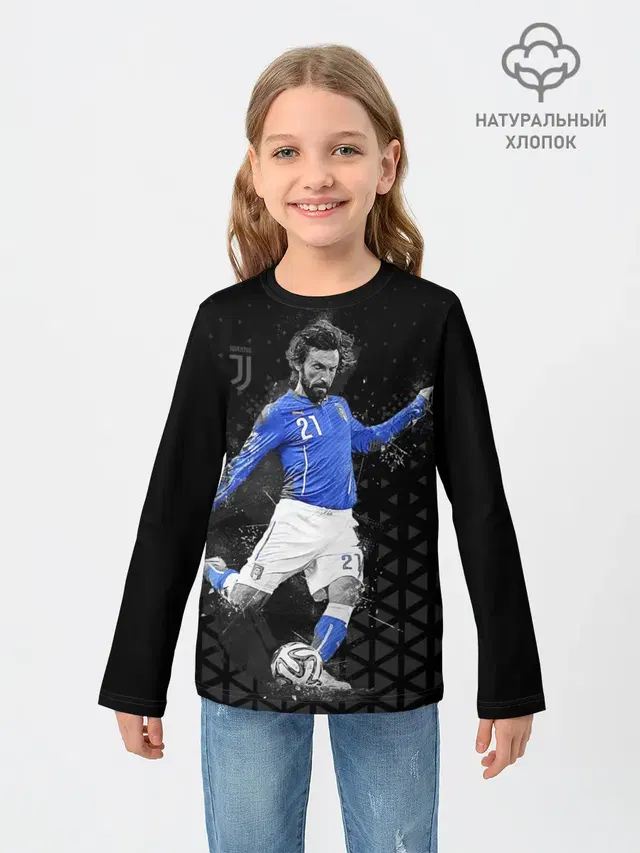 Детский лонгслив с принтом «Ювентус — Andrea Pirlo»