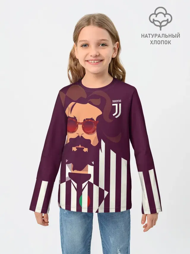 Детский лонгслив с принтом «Ювентус — Andrea Pirlo»
