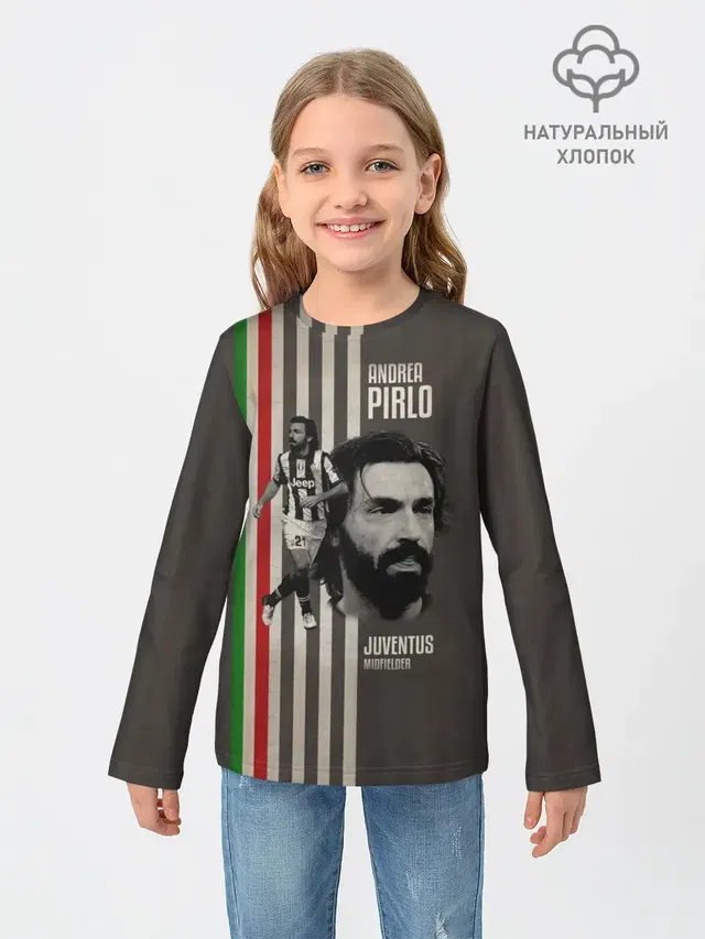 Детский лонгслив с принтом «Ювентус — Andrea Pirlo»