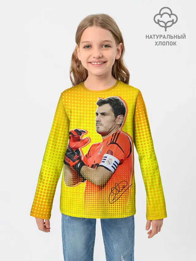 Детский лонгслив с принтом «Реал Мадрид — Iker Casillas»