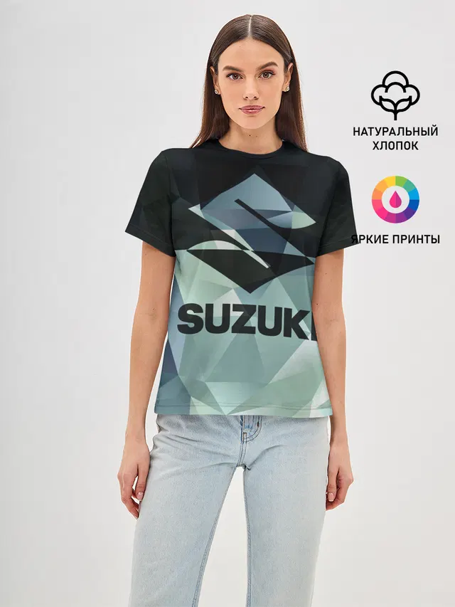 Женская базовая футболка с принтом «Suzuki»