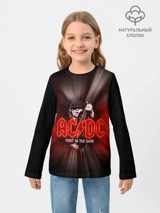 Детский лонгслив с принтом «AC — AC/DC: Angus Young»