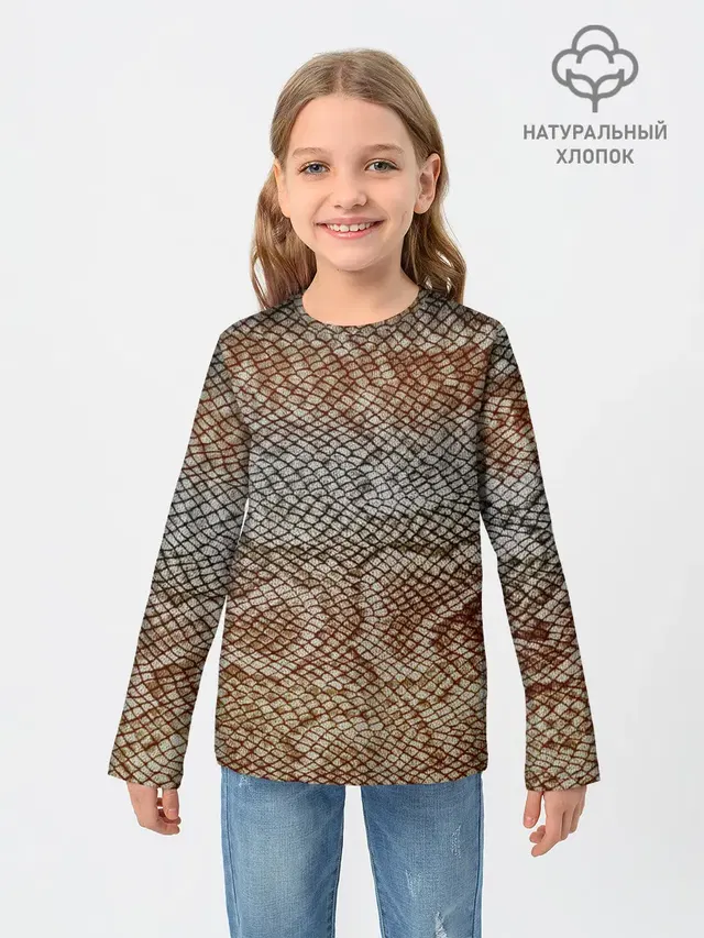 Детский лонгслив с принтом «животные — Snake skin»