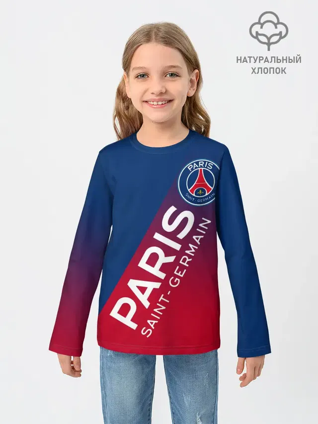 Детский лонгслив с принтом «ПСЖ — ФК ПСЖ — PARIS SAINT GERMAIN»