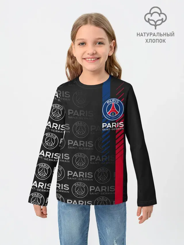Детский лонгслив с принтом «ПСЖ — ФК ПСЖ — PARIS SAINT GERMAIN»