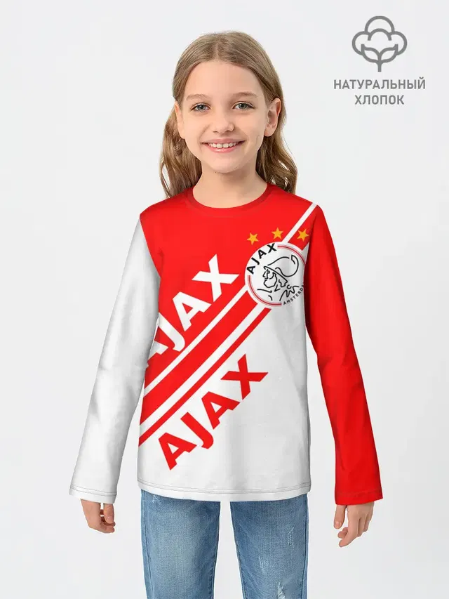Детский лонгслив с принтом «AFC Ajax — FC AJAX AMSTERDAM — ФК АЯКС»