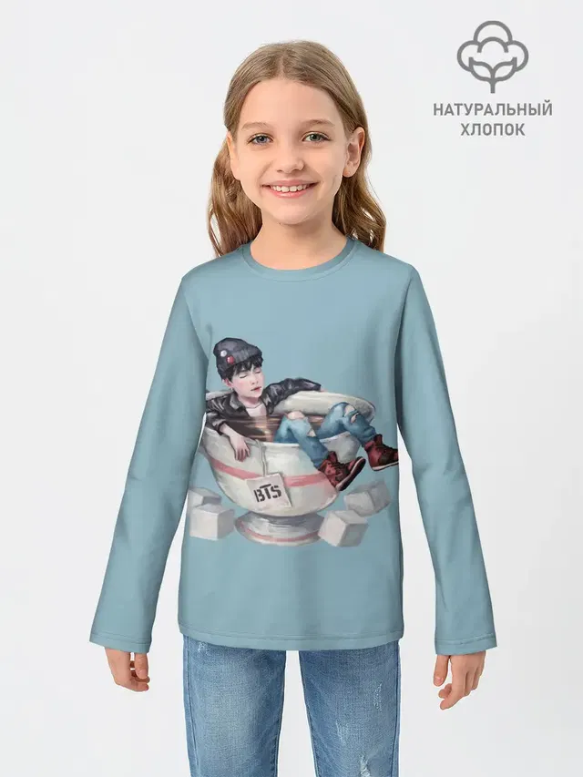 Детский лонгслив с принтом «BTS — BTS in cup»