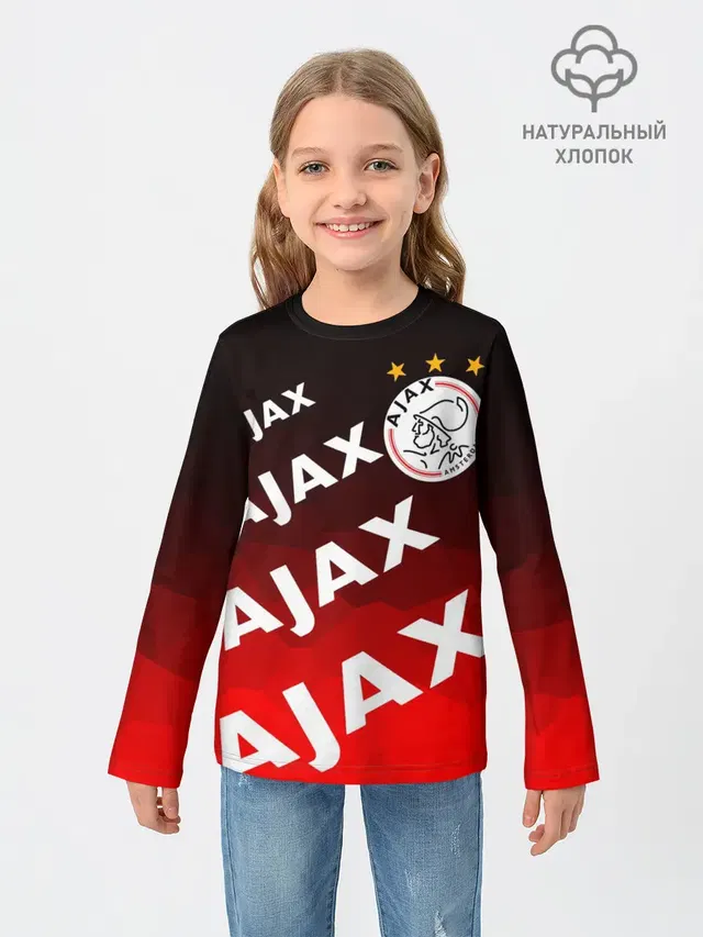 Детский лонгслив с принтом «FC Ajax Amsterdam — ФК АЯКС»