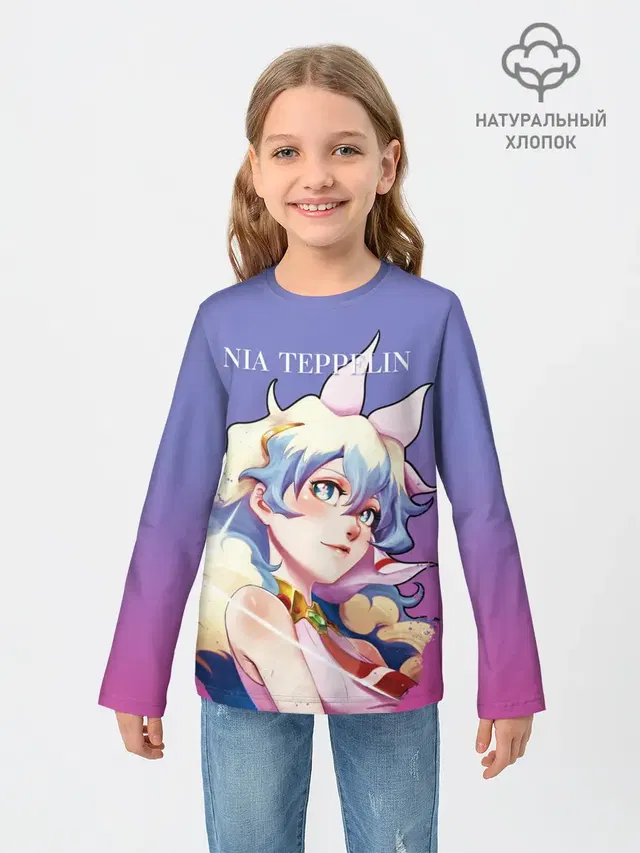 Детский лонгслив с принтом «Nia Gurren Lagann»