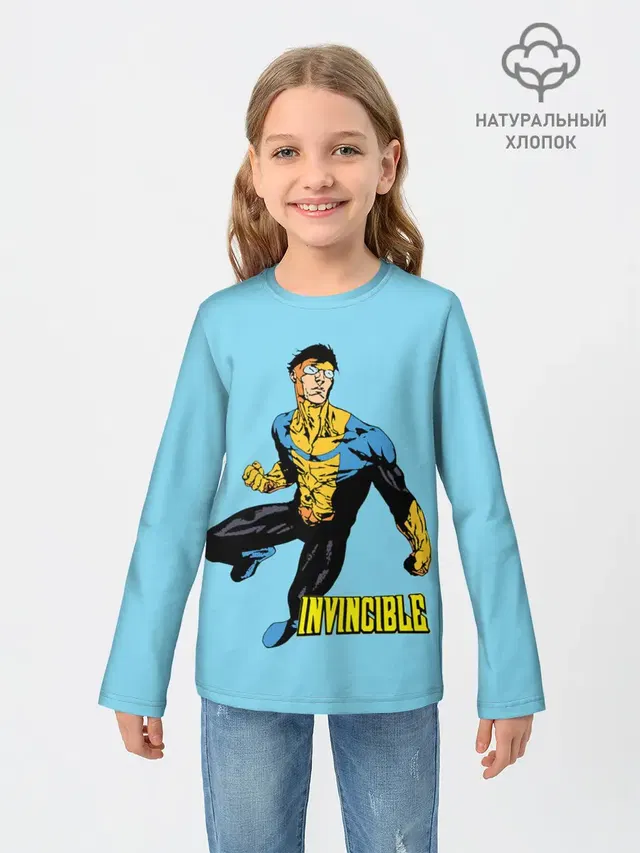 Детский лонгслив с принтом «Invincible»