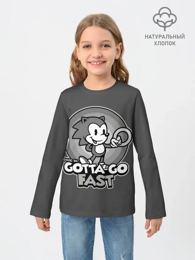 Детский лонгслив с принтом «Соник — Retro Sonic»
