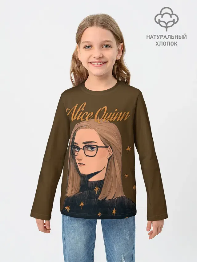 Детский лонгслив с принтом «Alice Quinn»