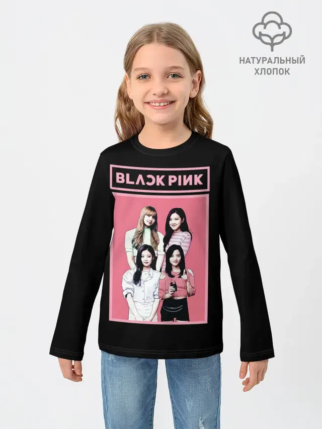 Детский лонгслив с принтом «BlackPink — BP Band»