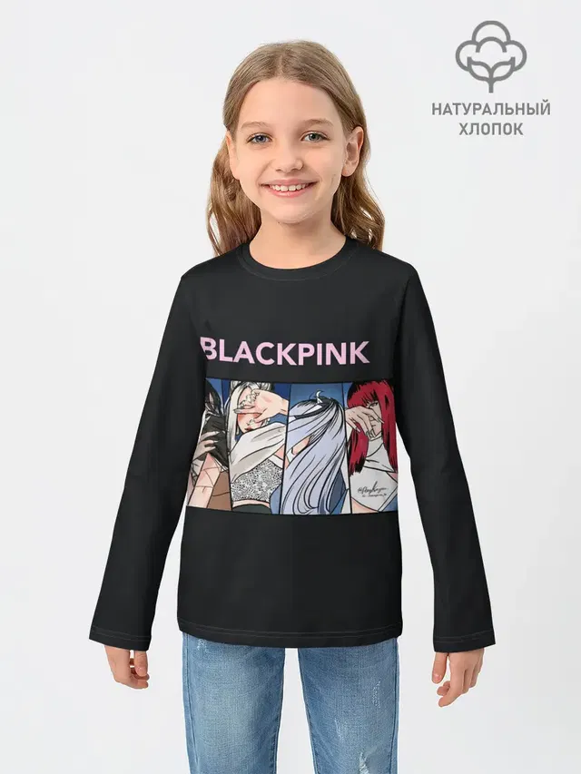 Детский лонгслив с принтом «BlackPink — Hide eyes»