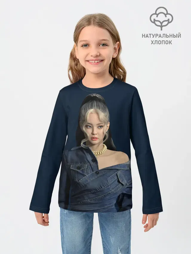 Детский лонгслив с принтом «BlackPink — Jennie jeans»