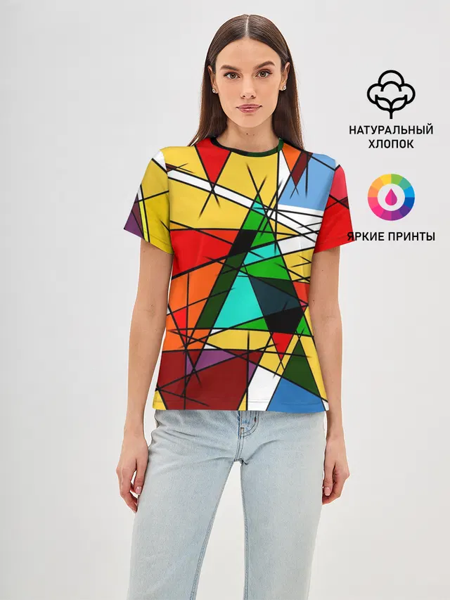 Женская базовая футболка с принтом «Tie-Dye — ПИКАССО»