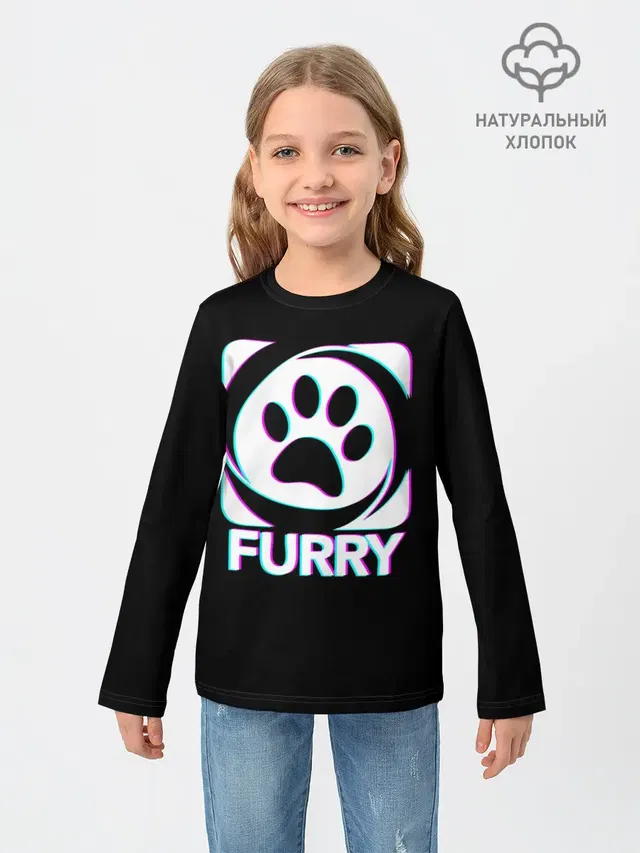 Детский лонгслив с принтом «Разные звери — Furry»