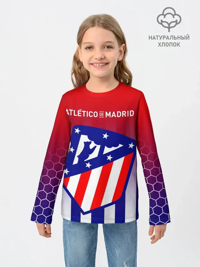 Детский лонгслив с принтом «Football club — ATLETICO DE MADRID — АТЛЕТИКО»