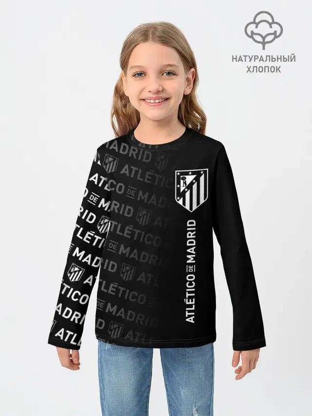 Детский лонгслив с принтом «Atletico Madrid — ATLETICO DE MADRID — АТЛЕТИКО»