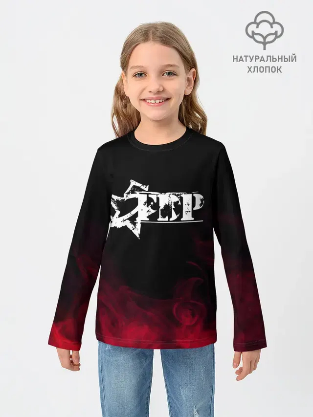 Детский лонгслив с принтом «5Fdp RED Smoke»