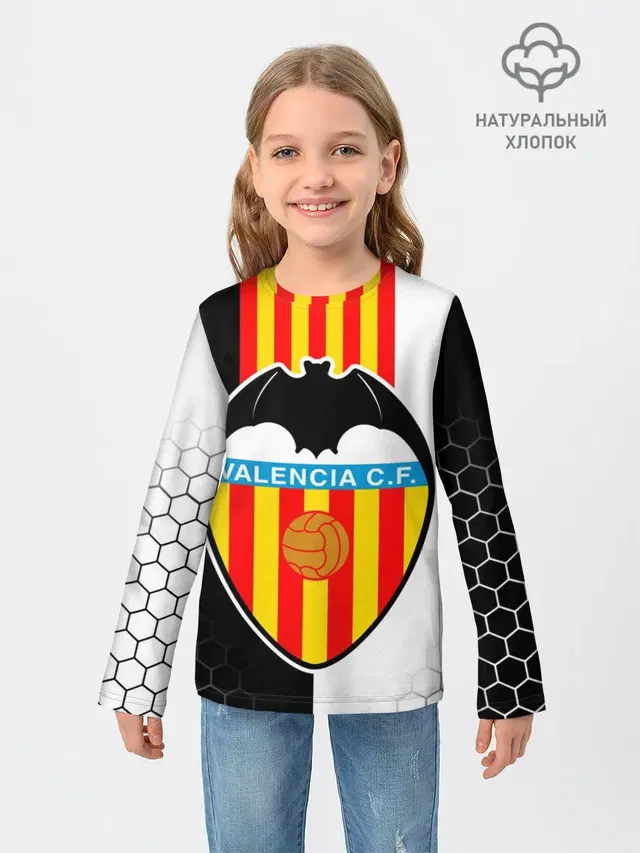 Детский лонгслив с принтом «Valencia — FC VALENCIA — ФК ВАЛЕНСИЯ»