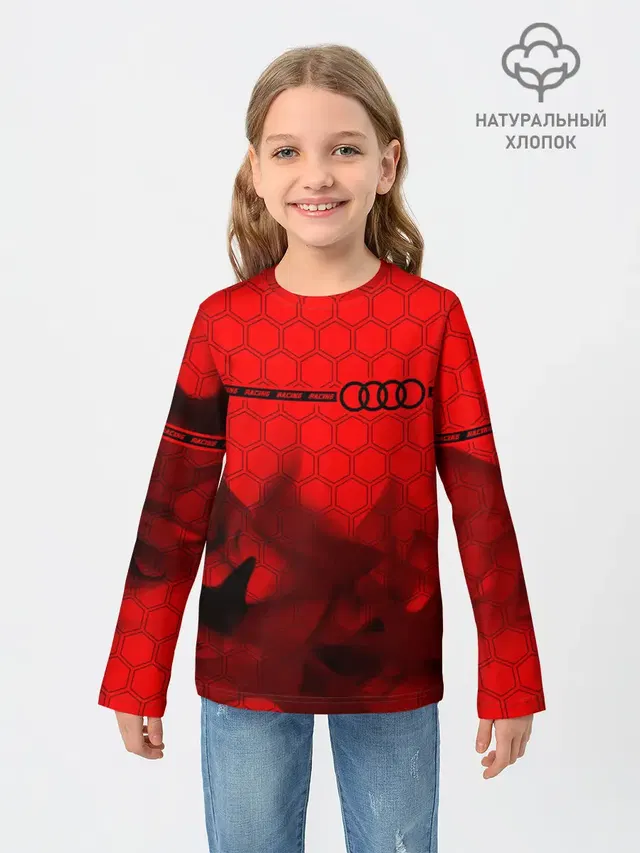 Детский лонгслив с принтом «Audi — Audi - Racing»