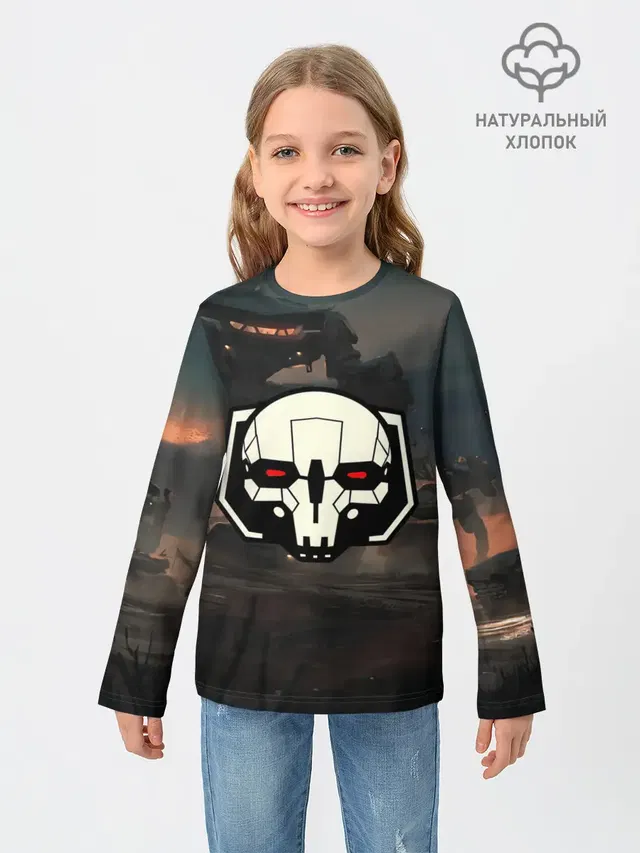 Детский лонгслив с принтом «BattleTech — Боевоймех»
