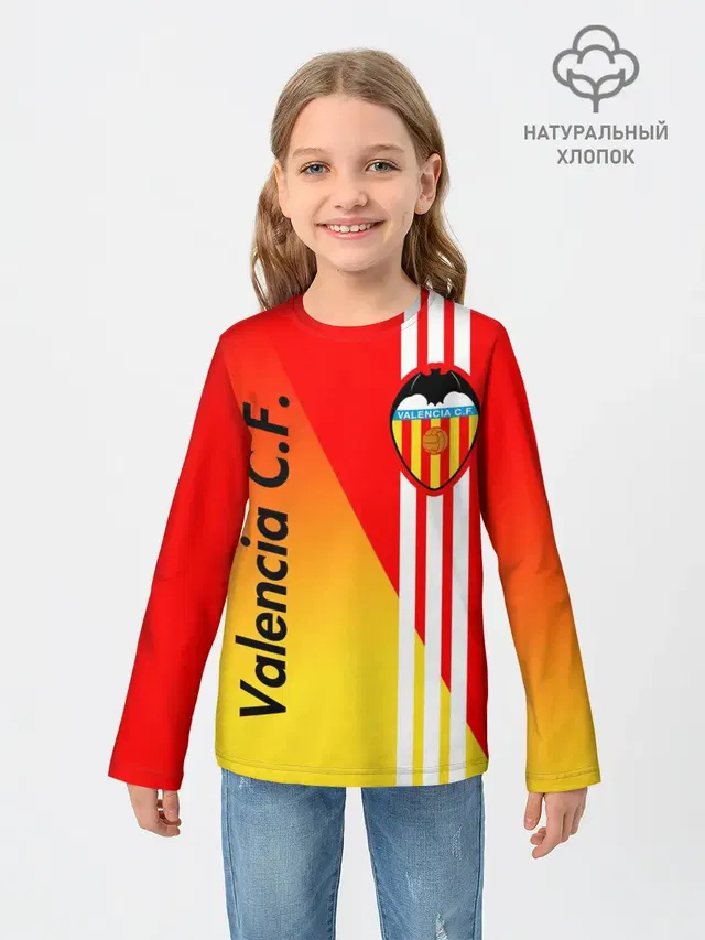 Детский лонгслив с принтом «Valencia — FC VALENCIA — ФК ВАЛЕНСИЯ»