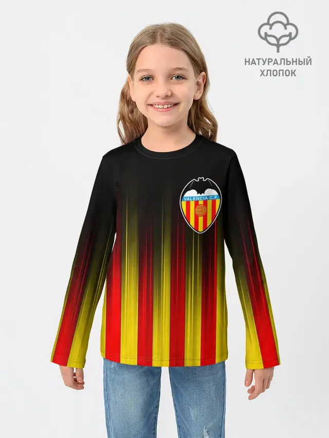 Детский лонгслив с принтом «Valencia — FC VALENCIA — ФК ВАЛЕНСИЯ»